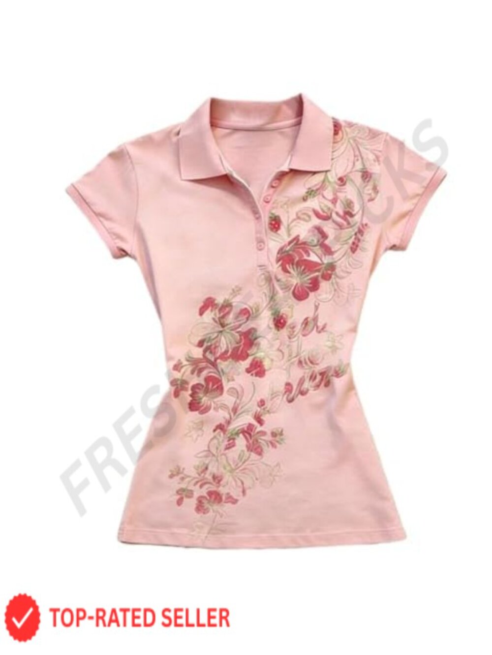 Women's Vintage Polo Shirt Tight V Neck Short Sleeve Crop Top Y2K Grunge
